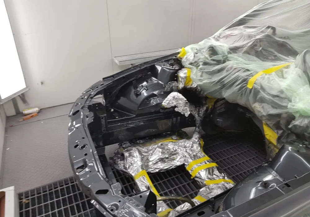 Vehicle masked and prepared for smash repair and paintwork in Redland Bay